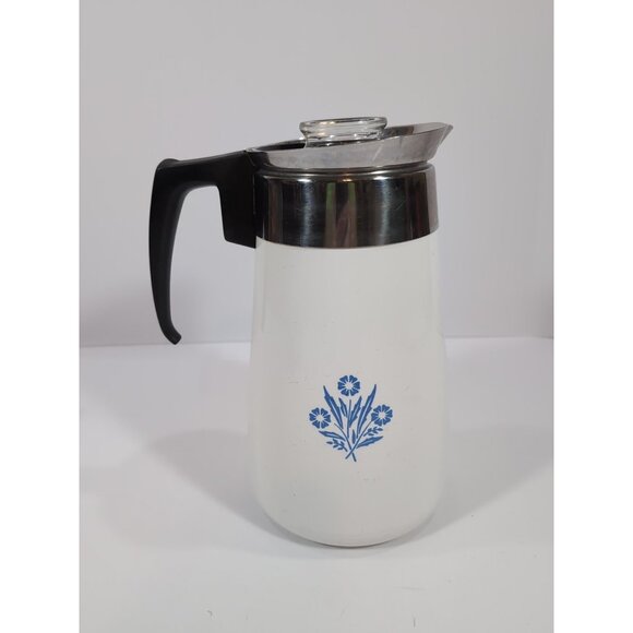 Vintage CorningWare Blue Cornflower 9 Cup Percolator Coffee Maker Pot Complete - Picture 3 of 8
